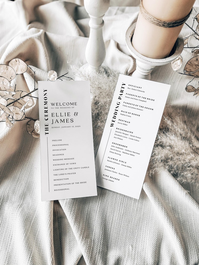 Elegant Wedding Program Template Wedding Ceremony Program Etsy