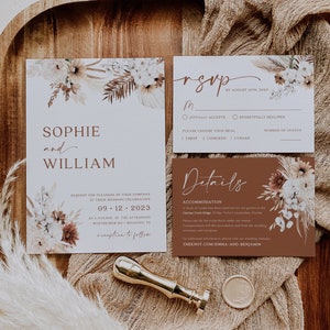 boho wedding invitation set