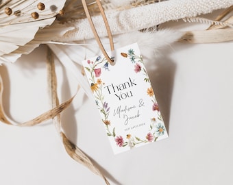 Floral Thank you tag, Floral gift tag, Favor tag template, Colorful spring and summer watercolor floral and flowers #Viona