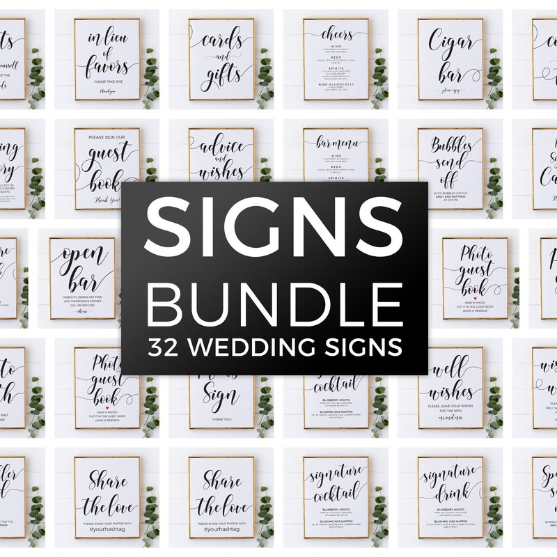 Printable Wedding Signs Etsy