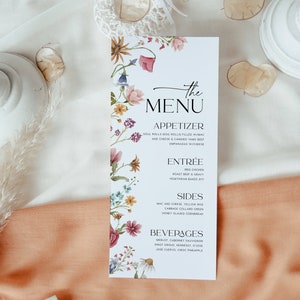 colorful wildflower floral menu cards