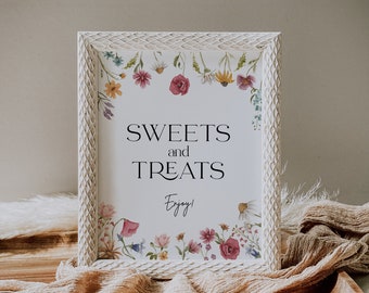 Sweets and Treats Sign, Wildflower Sweets and Treats sign template, Spring summer wildflower sign template #Viona