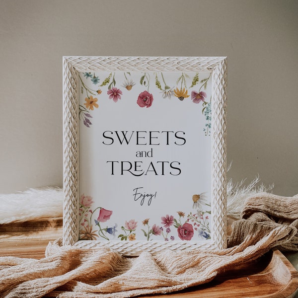 Sweets and Treats Sign, Wildflower Sweets and Treats sign template, Spring summer wildflower sign template #Viona