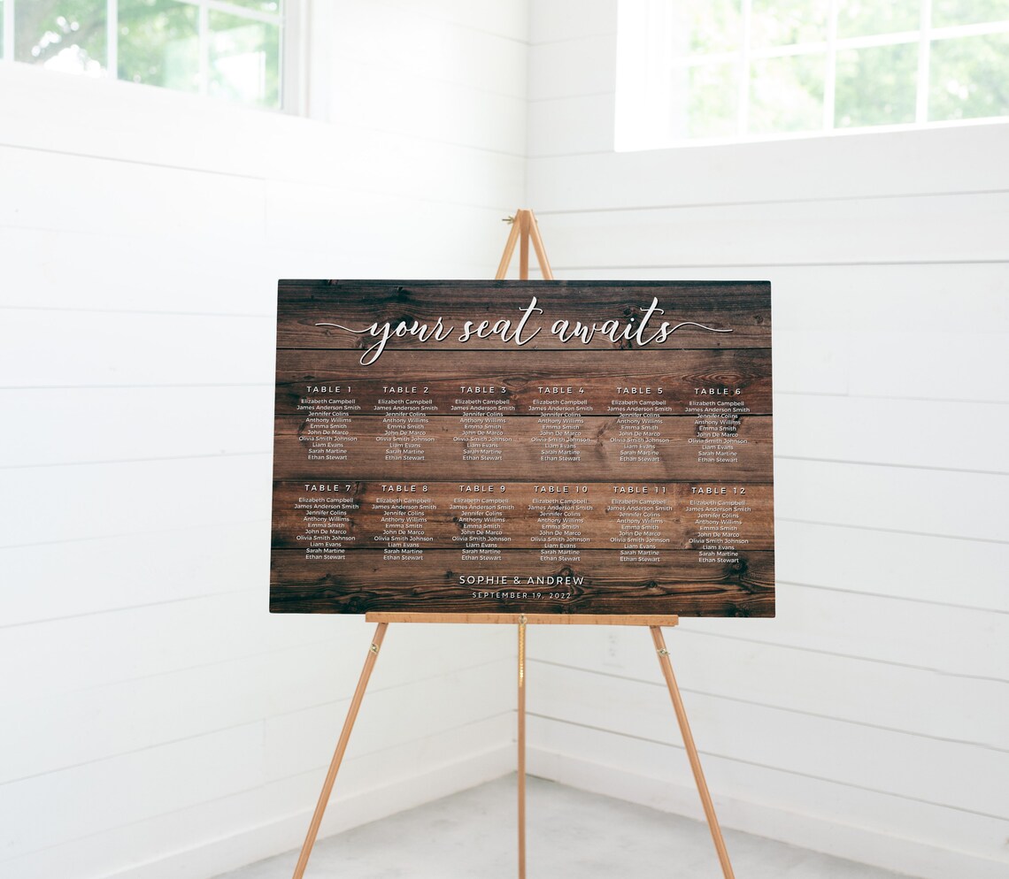 Wood Seating Chart Wooden Seating Chart Template Instant Etsy