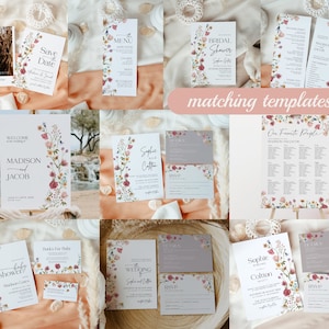 Wedding menu template, Colorful Floral menu cards, Boho Wildflower menu template Viona image 5