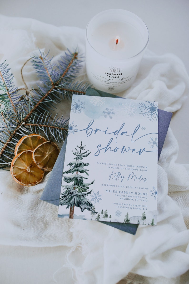 Winter Bridal Shower Invitation Invitation Template Winter - Etsy