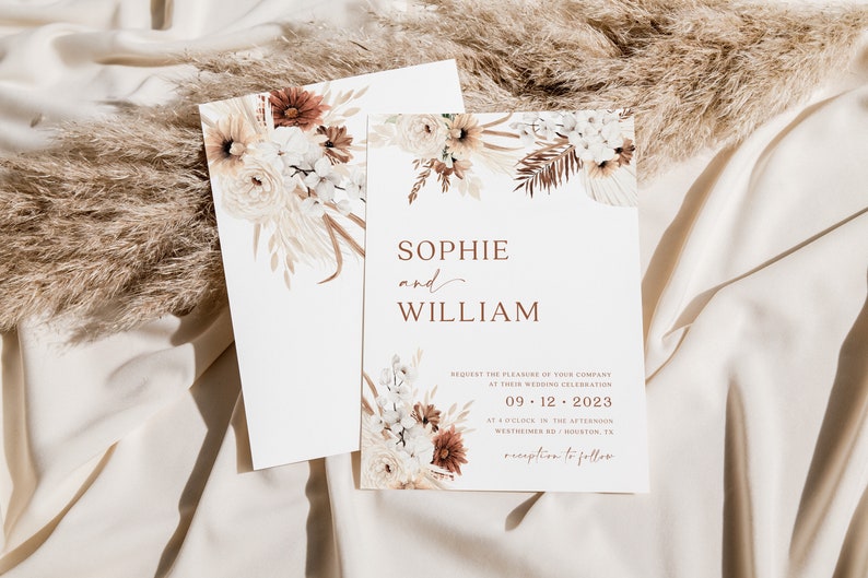 boho wedding invitation set