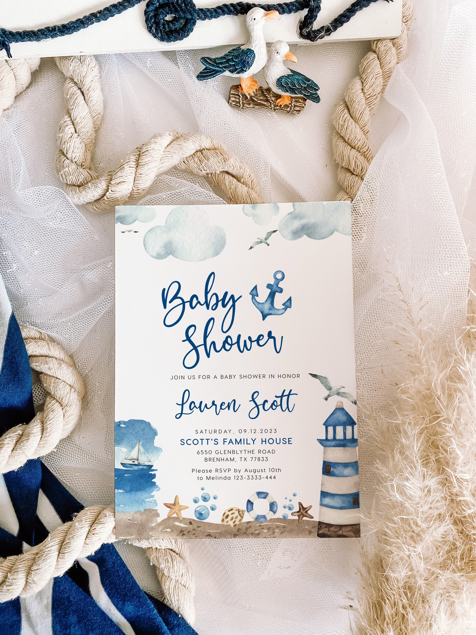 Nautical Baby Shower Invitation Nautical Baby Shower Theme Etsy