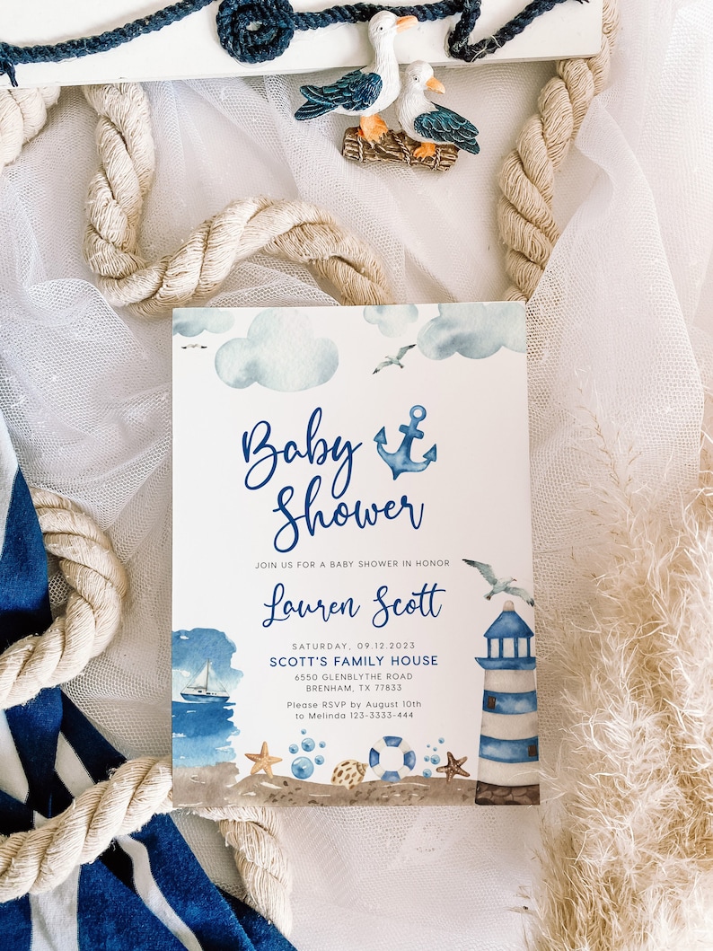 Nautical Baby Shower Invitation Nautical Baby Shower Theme - Etsy