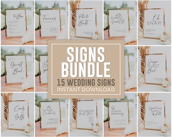 Wedding Signs Bundle, 15 wedding signs included, Instant download, Printable and editable templates, Modern wedding signs #LWTBoho