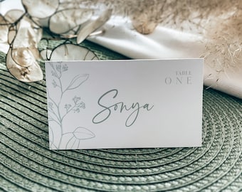 Sage floral place cards, Wedding place card template, Name tags template, Floral place cards #sagefloral