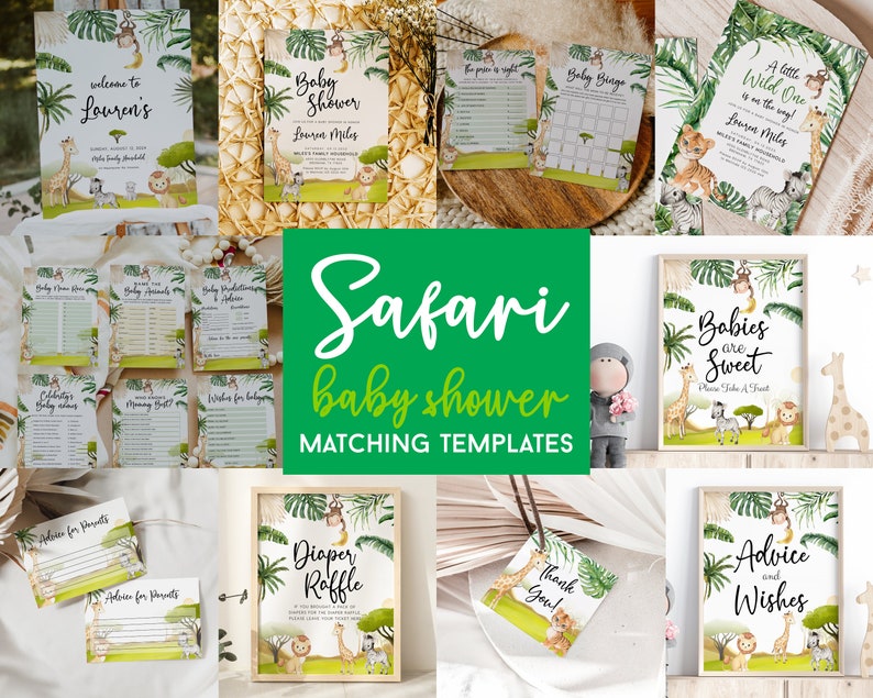 Safari Baby Shower Invitation Invitation Template Wild One Etsy