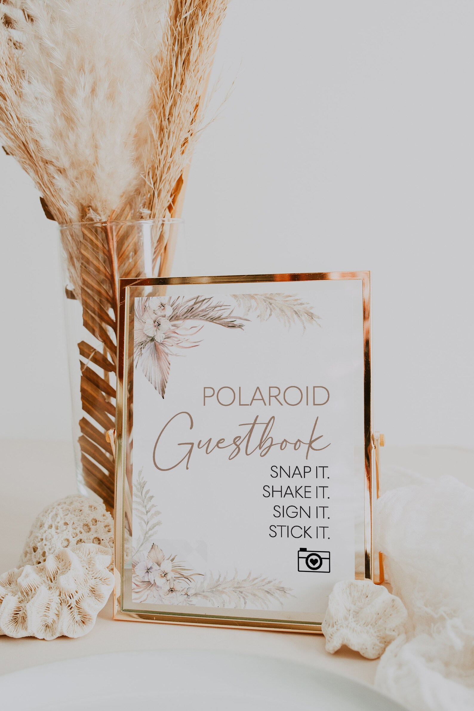 Polaroid Wedding Sign Polaroid Guest Book Pampas Grass Etsy