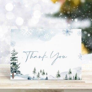 Winter Wonderland Thank You Card, Thank You Card Template, Winter Thank