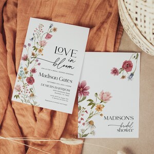 love in bloom, floral bridal shower invitation