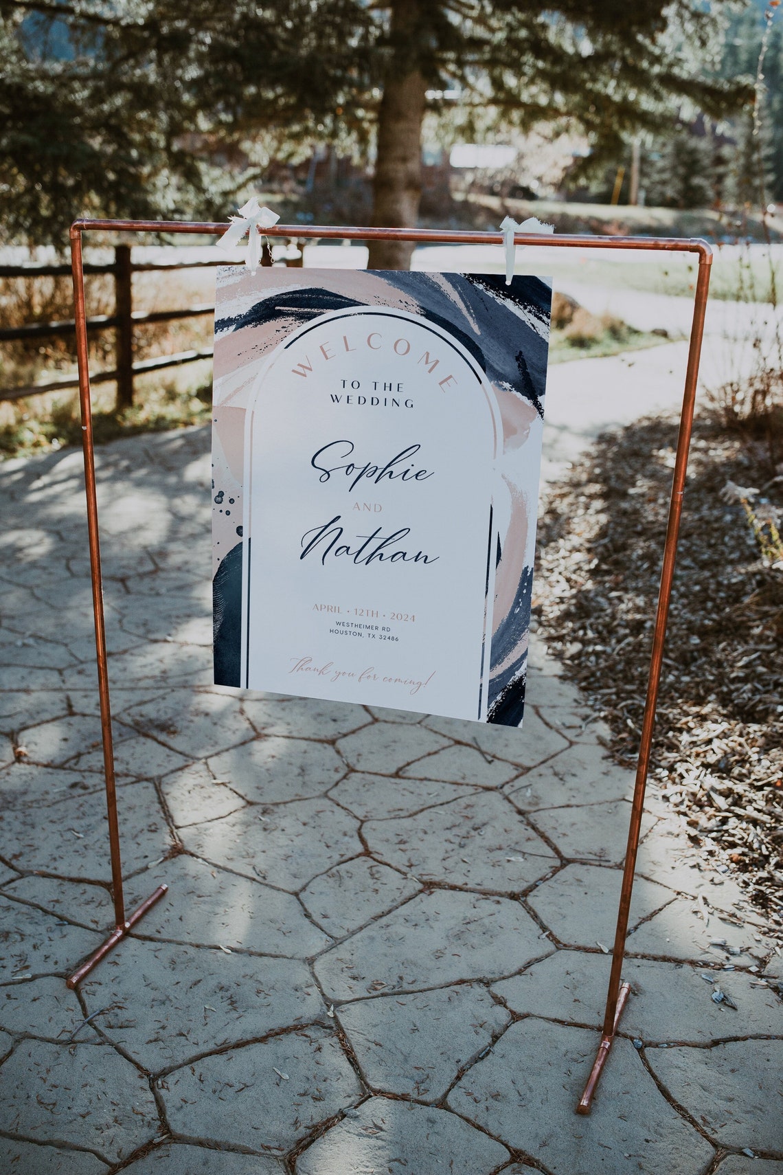 Welcome sign template Navy blush wedding sign Wedding image 1