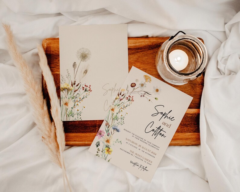 boho floral wedding invitation