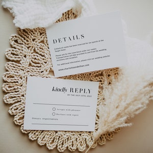 Wedding invitation suite with rsvp and details card, Minimalist wedding invitation suite, Formal wedding invitation set image 3