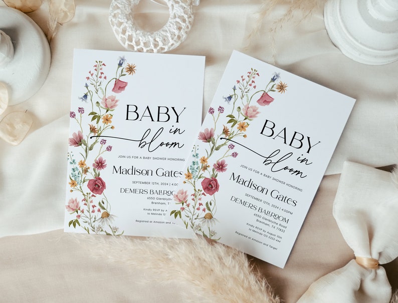 baby in bloom invitation