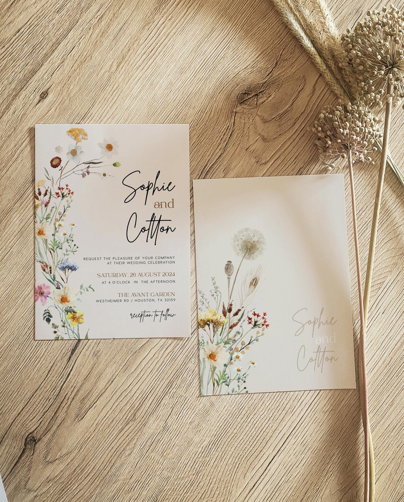 boho floral wedding invitation