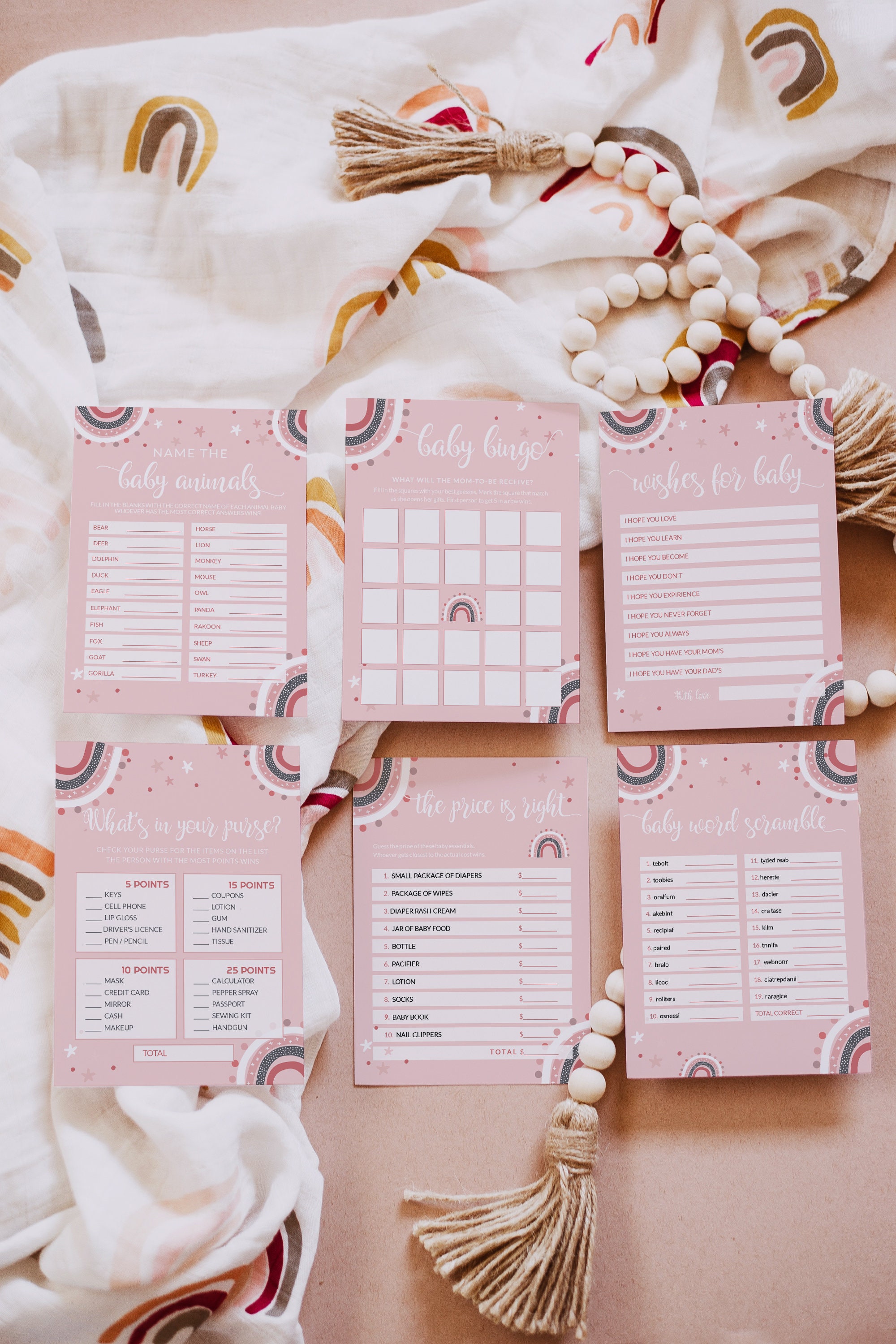 Baby shower Games bundle Girl baby shower 10 games included | Etsy