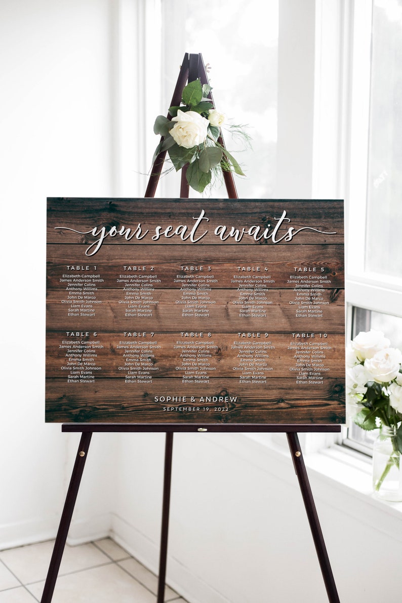 Wood Seating Chart Wooden Seating Chart Template Instant Etsy