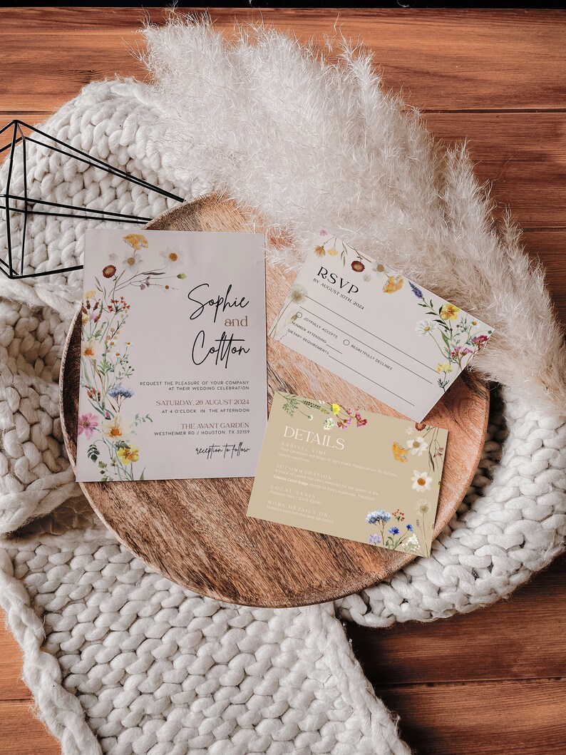 boho floral wedding invitation