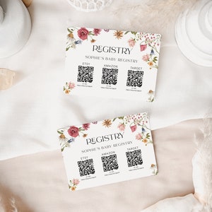 Registry card template, Regisdry insert card, baby shower registry cards, QR code registry card tempalkte, Wedding registry card  #Viona