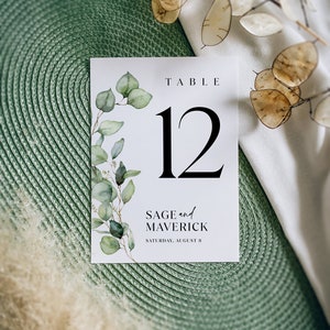 floral greenery table numbers