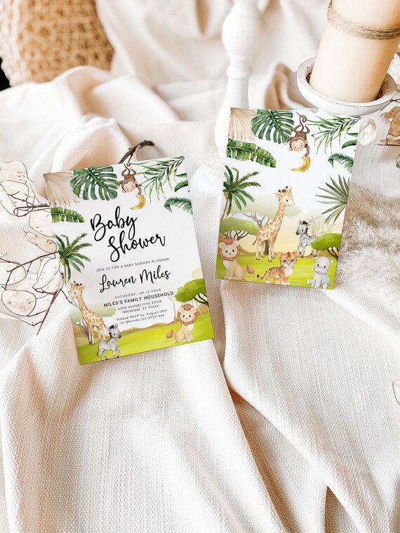 Safari Baby Shower Invitation Invitation Template Wild One Etsy