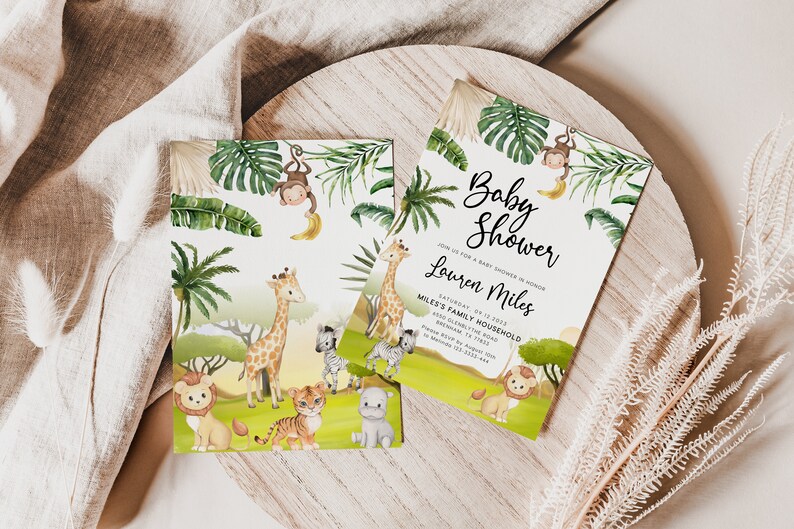 Safari Baby Shower Invitation Invitation Template Wild One Etsy