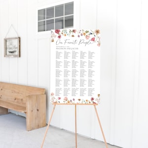 wildflower floral wedding seating chart sign