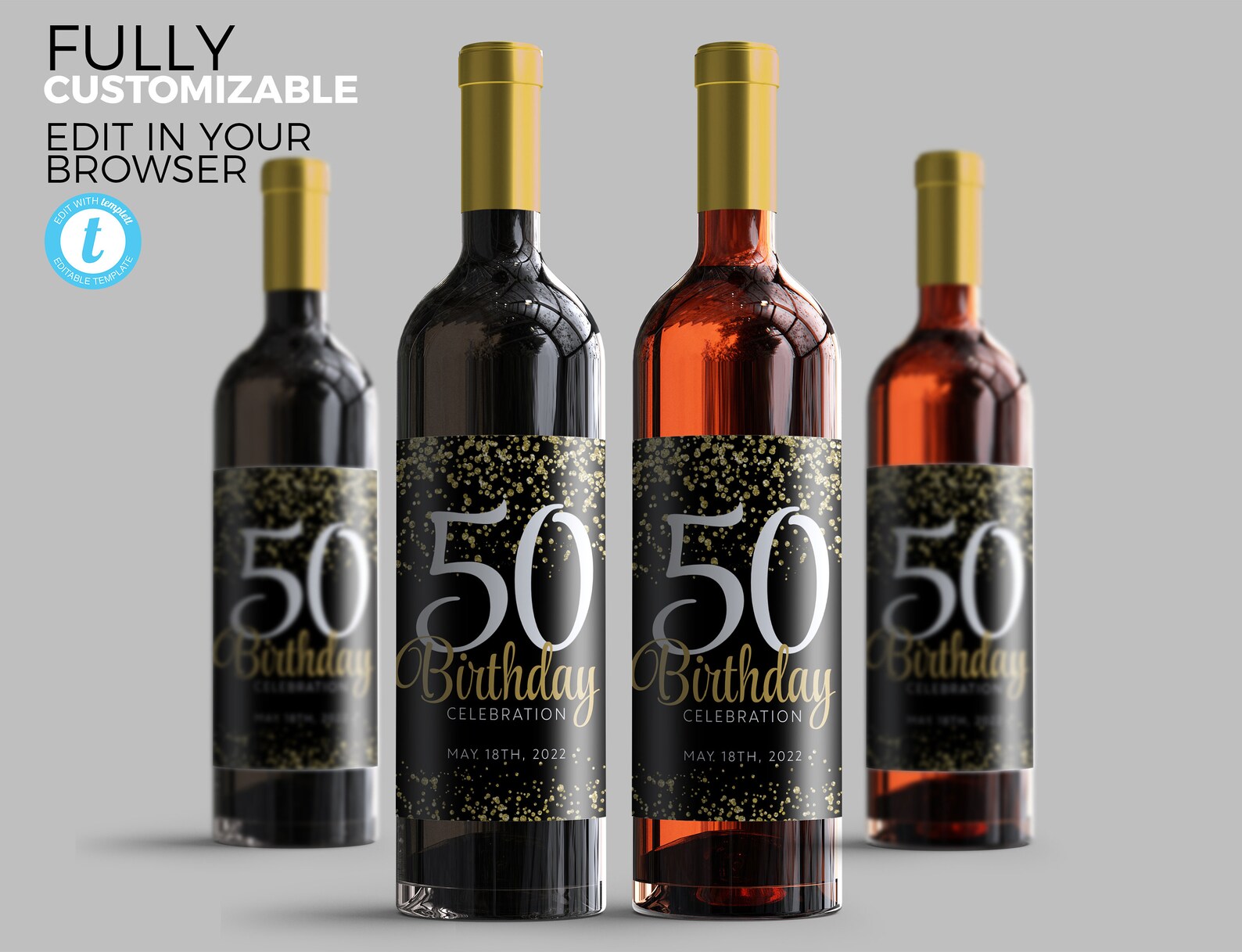 Birthday Wine Labels Wine Label Template Personalized Wine | Etsy