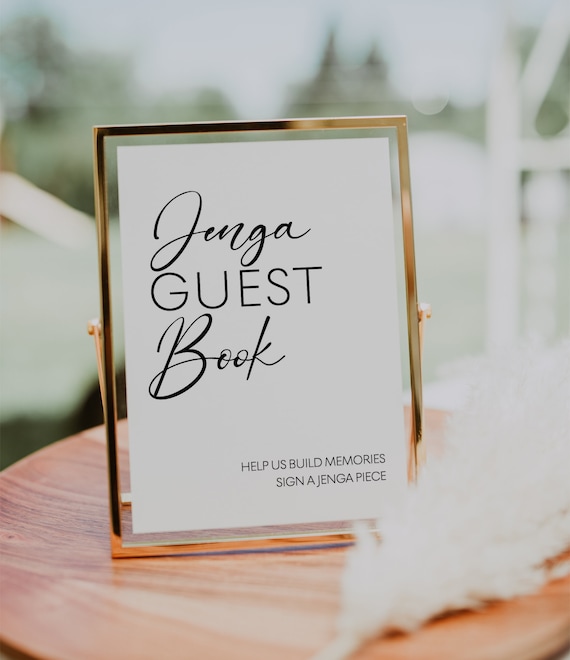 Jenga Guest Book Sign Modern Minimal Wedding Sign Printable | Etsy
