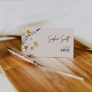 boho wildflower wedding place cards