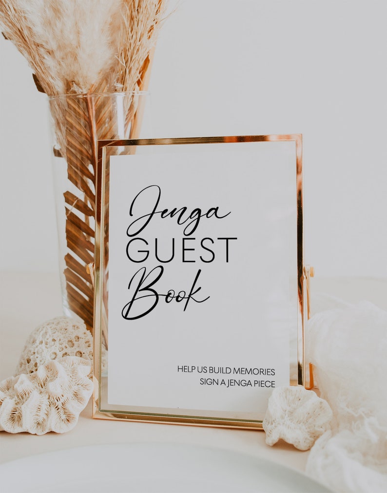 Jenga Guest Book Sign Modern Minimal Wedding Sign Printable | Etsy
