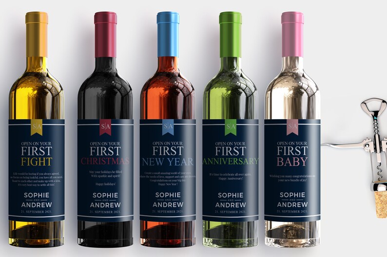 Wedding Wine Labels Wine Bottle Labels Wedding Wine Firsts Etsy