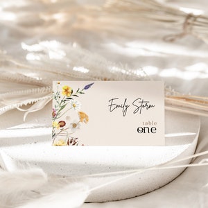 boho wildflower wedding place cards