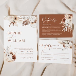 boho wedding invitation set