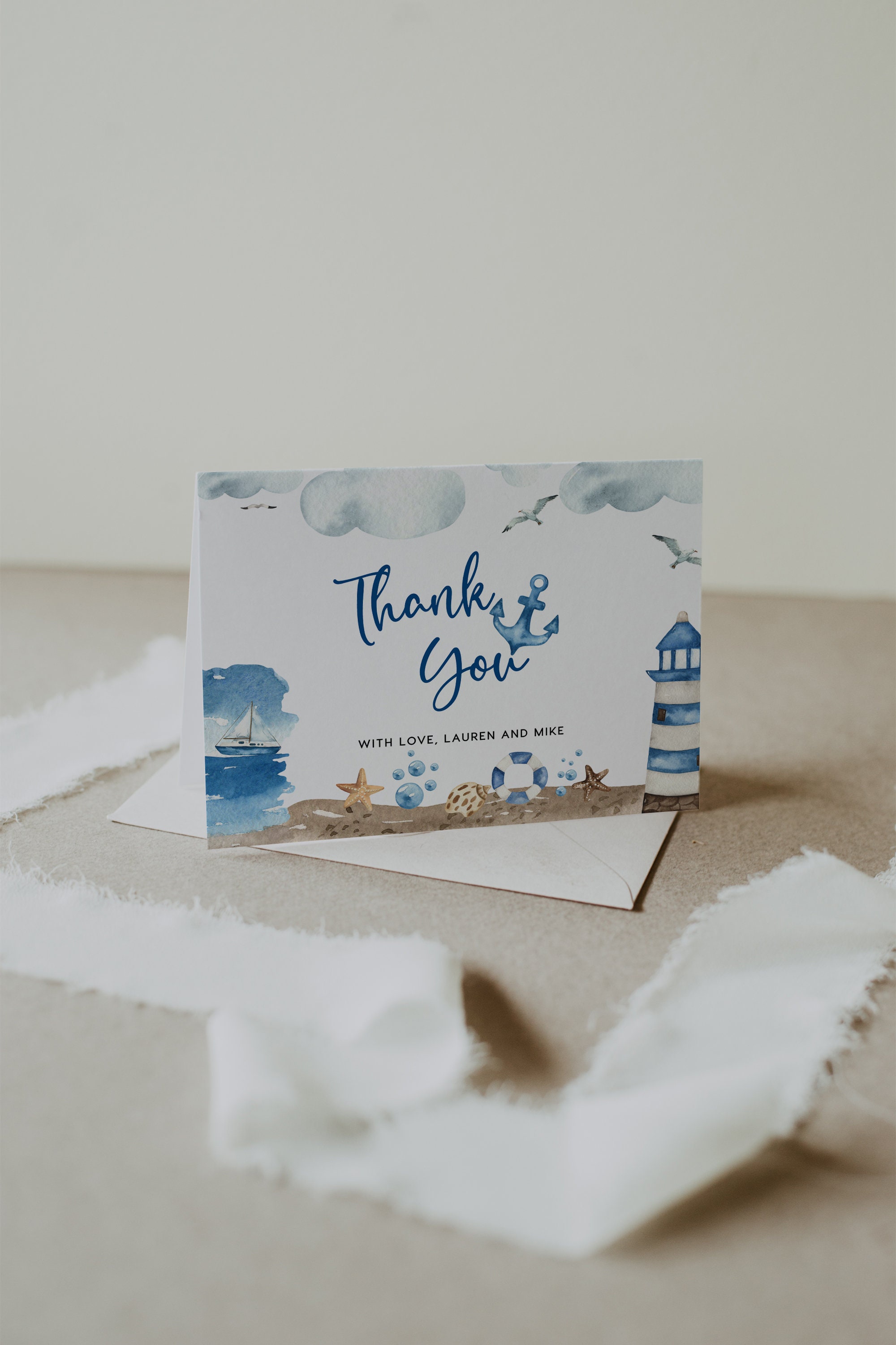THANK YOU (Lighthouse Shell) 5x7 Postcards with Envelopes - SET OF