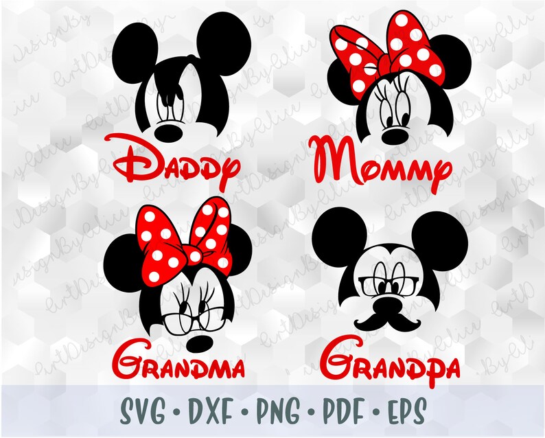 Download SVG PNG Mickey Minnie Mouse Daddy Mommy Grandma Grandpa ...