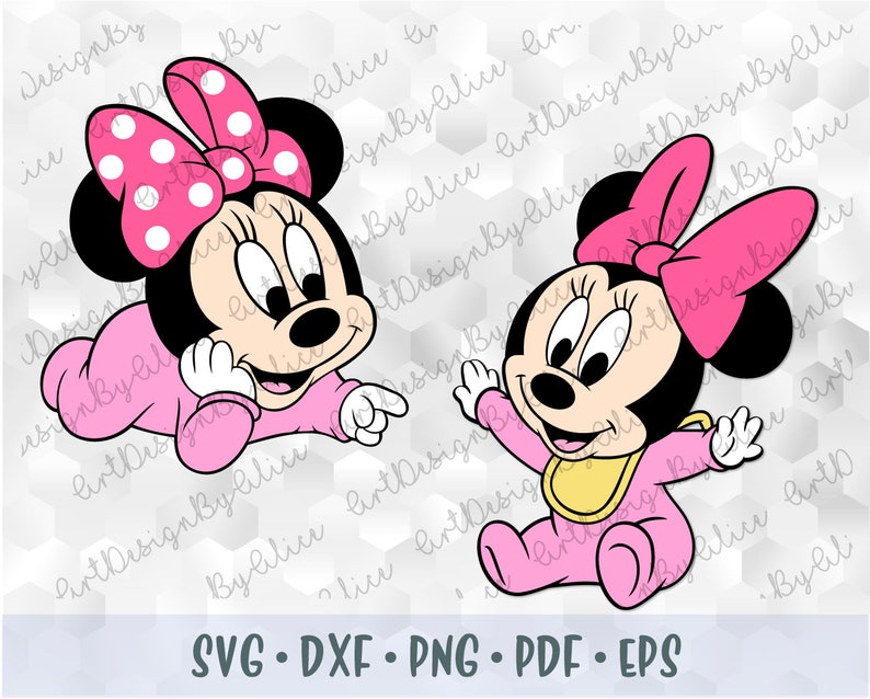 Download SVG PNG Minnie Mouse Baby Babies Pink Bow Layered Cut file ...