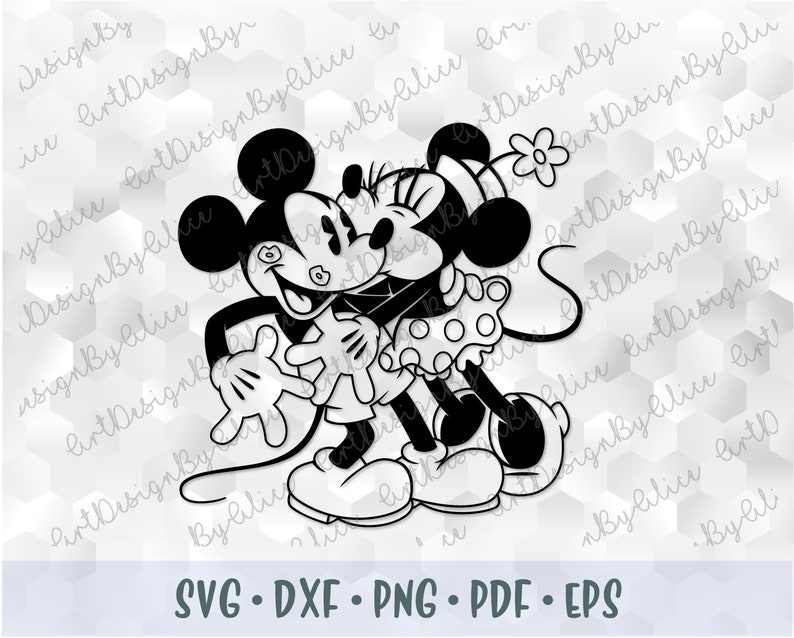 Download SVG PNG Hugging Mickey Minnie Mouse Retro Vintage Old Kiss | Etsy