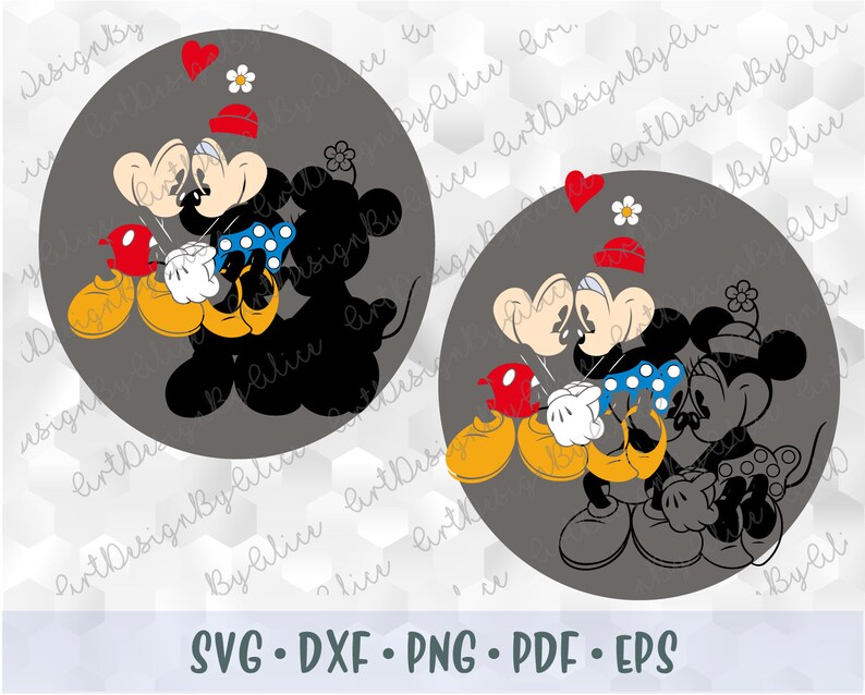 Download SVG PNG Kiss Love Kissing Retro Mickey Minnie Mouse ...