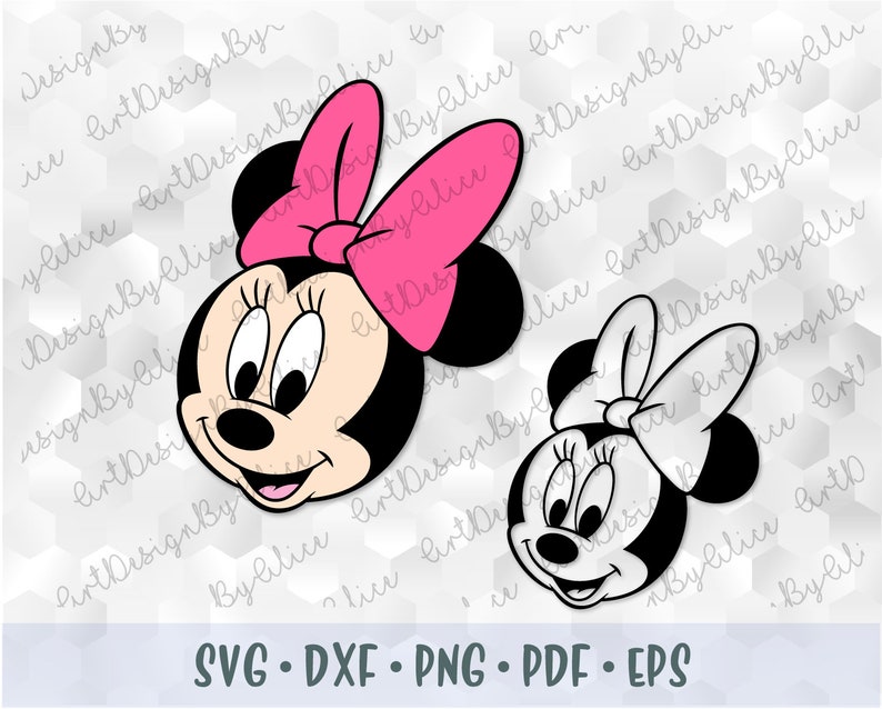 Download SVG PNG Minnie Mouse Baby Heads Pink Bow Layered Cut file ...