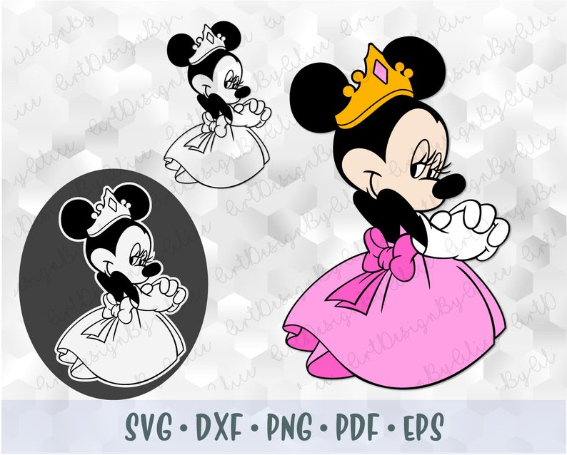 SVG PNG Minnie Mouse Princess Crown Hands Ears Head Pink | Etsy