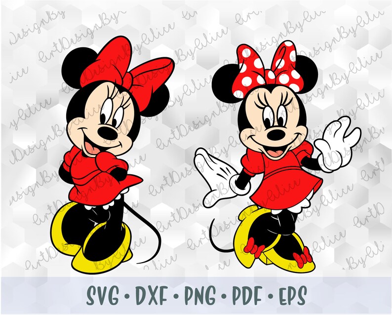 Download SVG PNG Minnie Mouse Hands Dress Ears Head Red Bow Polka ...