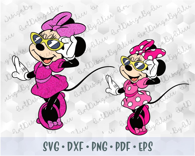 Download SVG PNG Fashionable Minnie Mouse Hand Dress Pink Bow ...