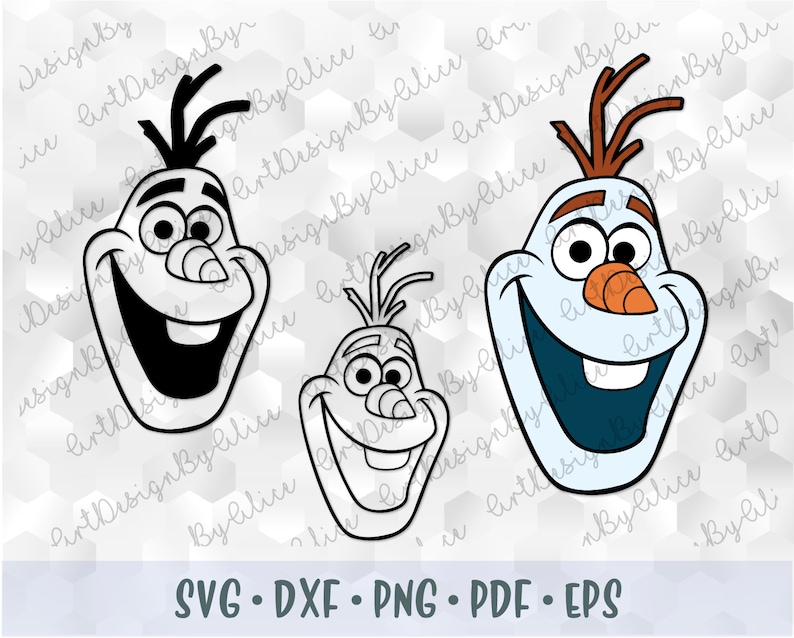 olaf snowman head face frozen 2 svg png layered cut files etsy