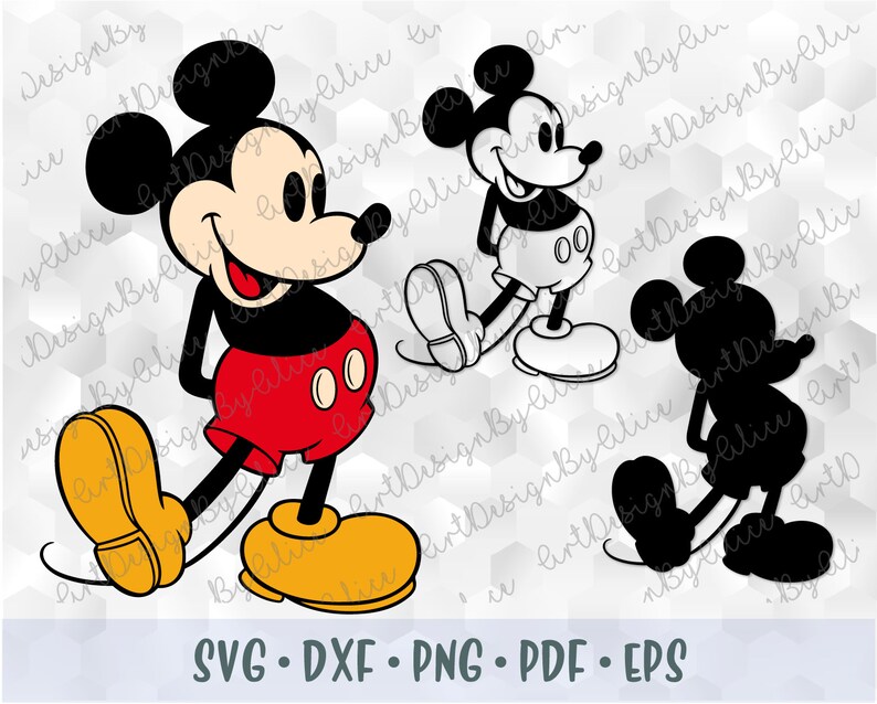 Download SVG PNG DXF Mickey Mouse Vintage Retro Old School Style | Etsy